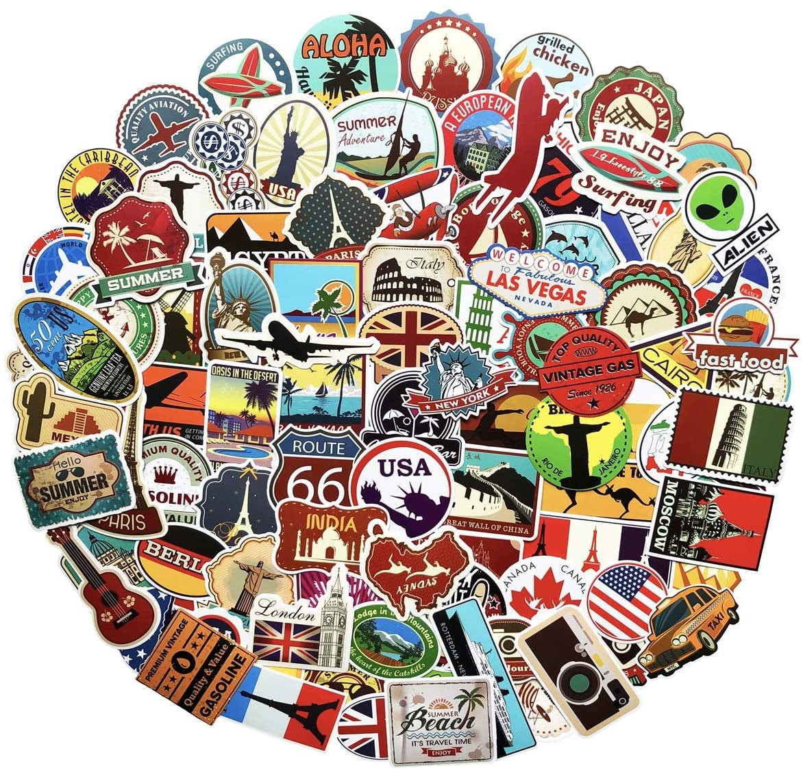 200pcs Outdoor World Travel Maps, Architecture Famous Buildings Signs ...
