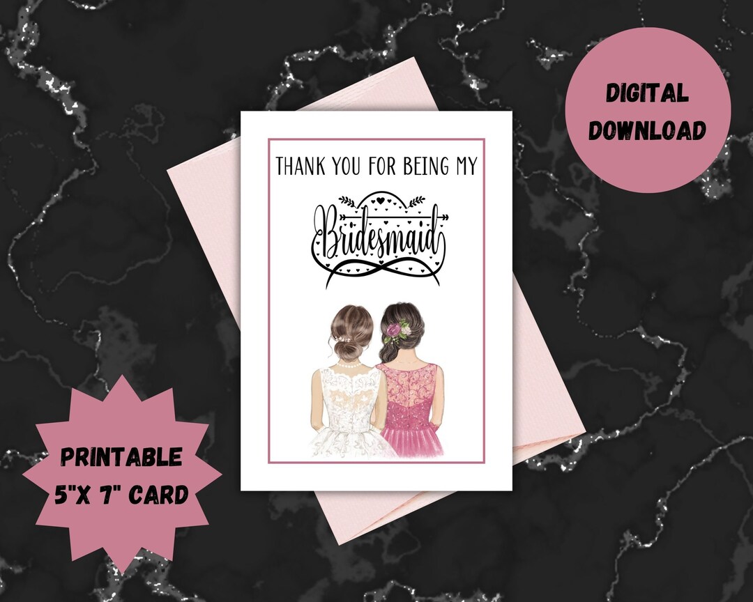 Bridesmaid Thank You Card, Greeting Card, Bridal Party Thank You ...
