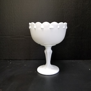 Indiana milk glass teardrop pedestal bowl