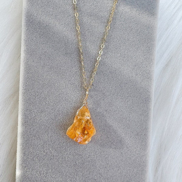 Raw Citrine Necklace| Citrine Crystal Sterling Silver Necklace| Natural Citrine Pendant| Healing Crystal necklace| November Birthstone