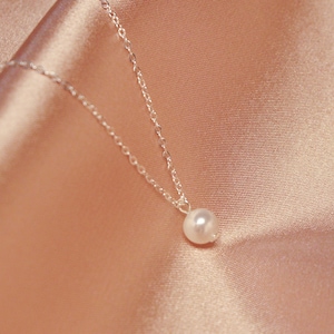Pearl Sterling Silver Necklace| Minimal Pearl Necklace| Dainty Silver Gold Necklace| Elegant simple Necklace| June Birthstone Gift for Her