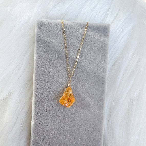 Raw Citrine Necklace| Citrine Crystal Sterling Silver Necklace| Natural Citrine Pendant| Healing Crystal necklace| November Birthstone