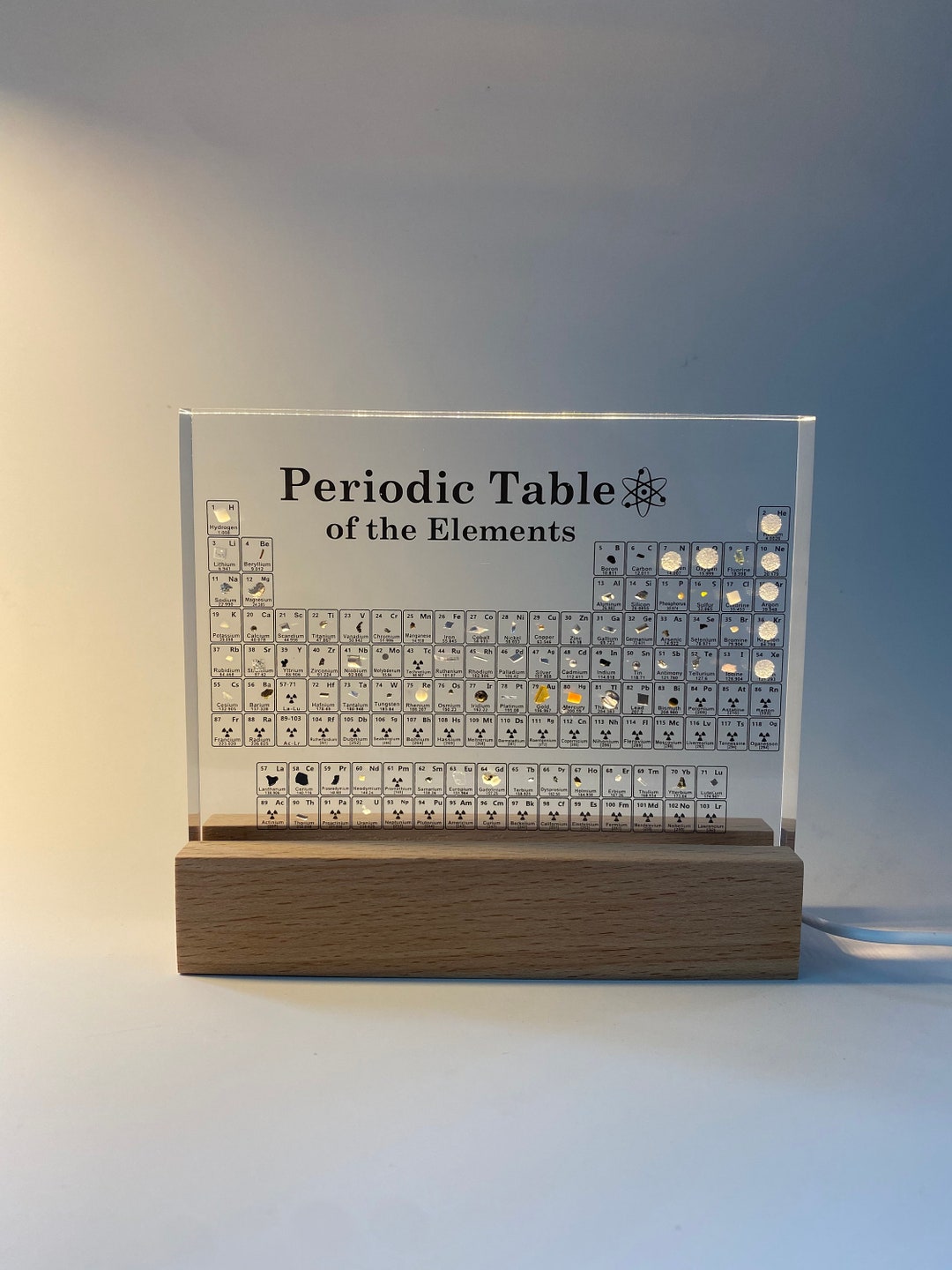 Periodic Table With Real Elements LED Night Light Table Lamp Etsy