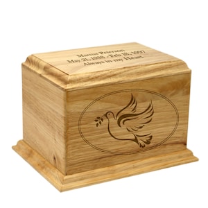 Dove in Flight Custom-Made Rubberwood Cremation Urn