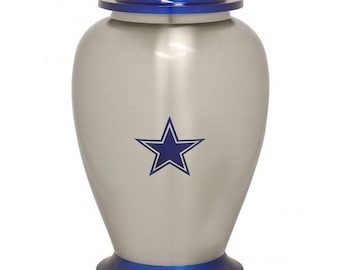Blue Star Adult Cremation Urn for Human Ashes, Velvet Bag included
