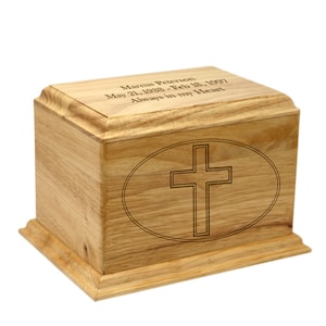 Religious Cross Custom-Made Rubberwood Cremation Urn