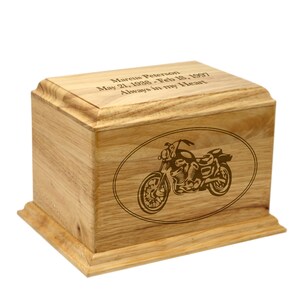 Motorcycle Themed Custom-Made Rubberwood Cremation Urn