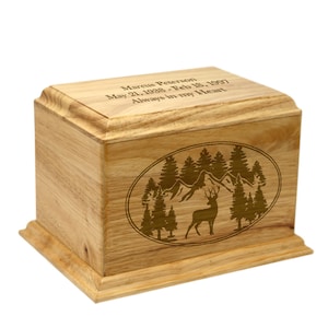 Woodland Buck Custom-Made Rubberwood Cremation Urn
