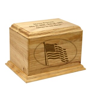 American Pride Custom-Made Rubberwood American Flag Cremation Urn