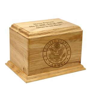 Military-Themed Custom-Made Rubberwood Army Cremation Urn