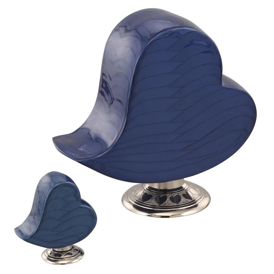 Eternal Love Heart Adult Cremation Urn or Keepsake for Ashes - Blue
