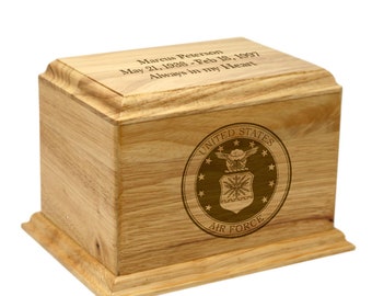 Custom Made Rubber Wood Air Force Cremation Urn