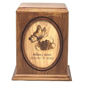 Custom Made Hard Wood Butterfly Cremation Urn
