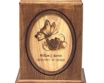 Custom Made Hard Wood Butterfly Cremation Urn