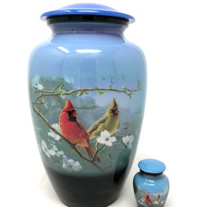 Cardinal Blossom Urn – A Loving Tribute to Connection and Peace – Adult-Size and Keepsake Urn Sizes Available for Ashes