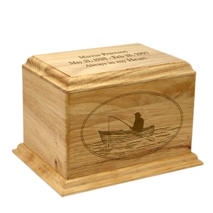 Fishing Themed Custom-Made Rubberwood Fisherman Cremation Urn