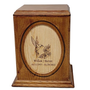 Custom Made Hard Wood Hummingbird Cremation Urn