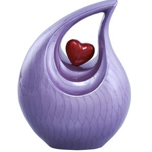 Unique Artistic Embraced Heart Cremation Urn - Purple