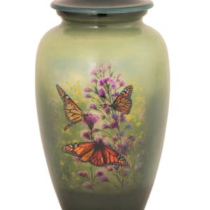 Monarch Bloom Urn – A Graceful Tribute to Beauty, Change, and Remembrance – Adult-Size and Keepsake Urn Sizes Available for Ashes