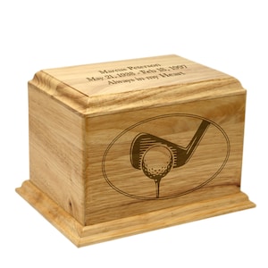 Golf-Lover&#39;s Custom-Made Rubberwood Cremation Urn