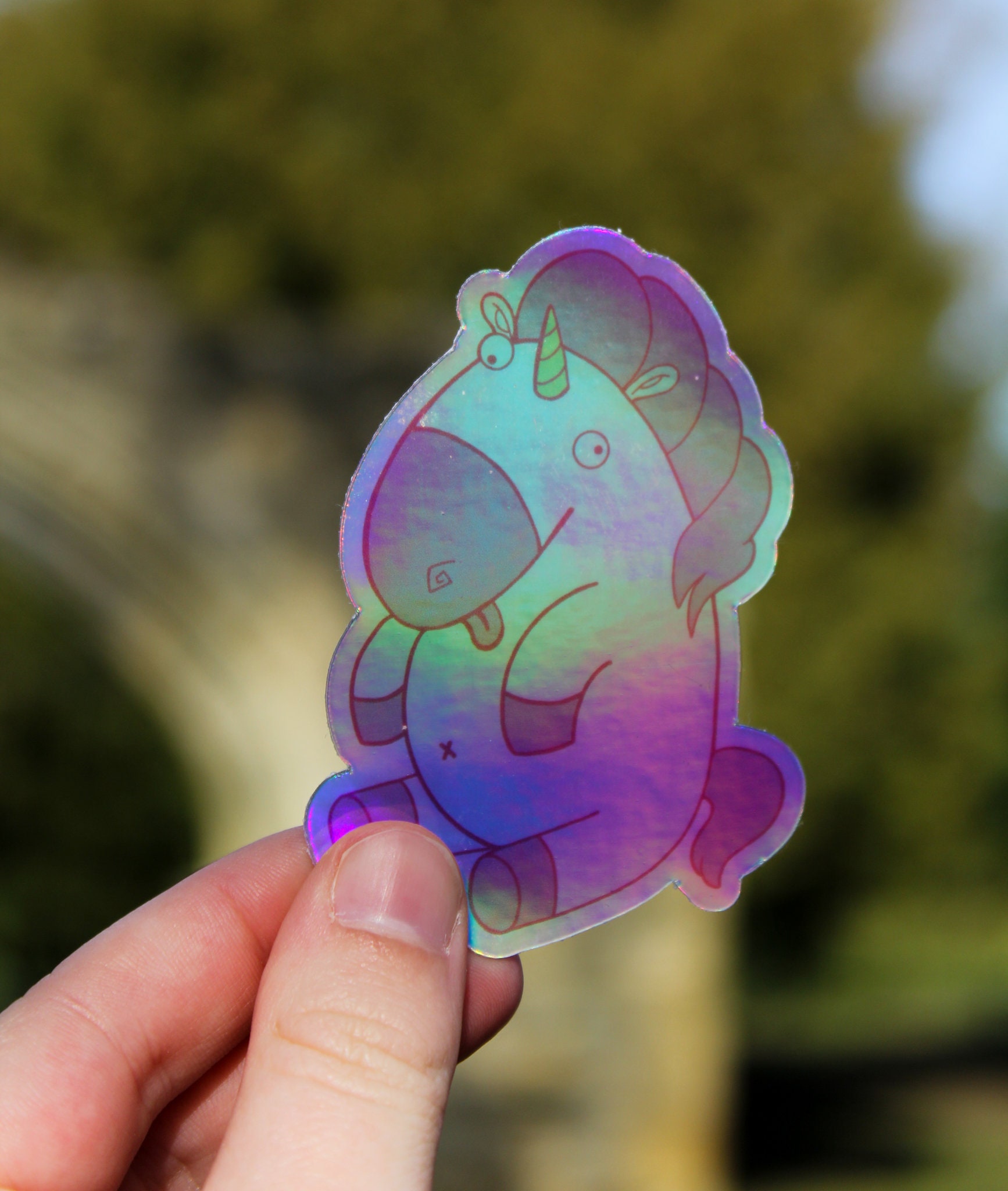 Holographic Unicorn Diecut Sticker Etsy