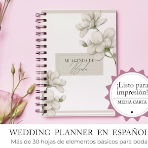 Agenda de Boda | Wedding planner en Español - planner de boda - agenda para boda - planificador de boda tamaño media carta