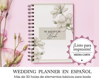 Agenda de Boda | Wedding planner en Español - planner de boda - agenda para boda - planificador de boda tamaño media carta