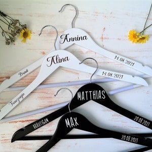 Clothes hanger personalized wedding gift engagement bride groom bride and groom wedding dress suit hanger hanging bride's mother maid of honor
