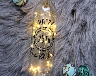 personalisierbare Leuchtflasche Happy 16. 18. 20. 25. 30. 40. 50. Birthday Geburtstag Geschenk Freundin Schwester Mama Frau