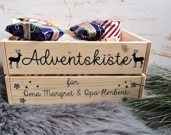 Aufkleber für eine personalisierte Adventskiste Adventskalender Weihnachtsgeschenk Oma Opa Namen individuell Adventsbox Geschenk Advent