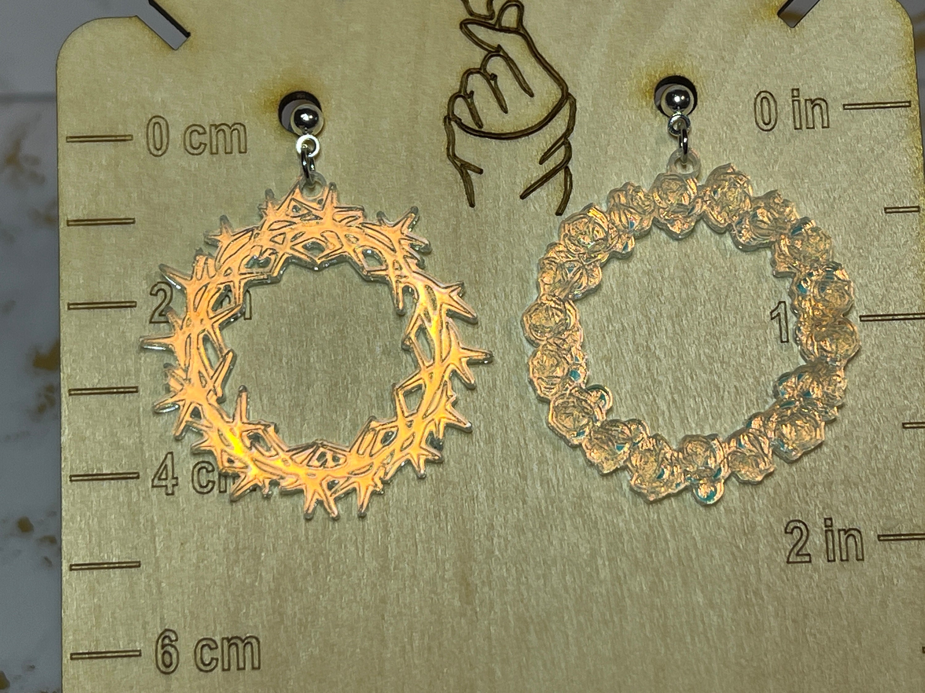 The Rose "Dual" Rose and Thorn Earrings- Black, Iridescent or "Mother of Pearl" Look
