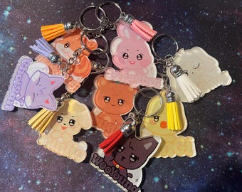 Aniteez Mascot Keychain- Glossy, Full-Color Acrylic with Coordinating Tassel, Perfect Gift for Atiny, and Everyone Who Supports Ateez