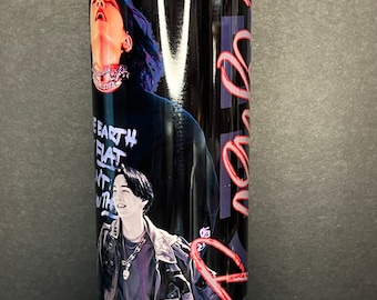 Agust D Travel Tumbler ft. Beautiful Pictures of SUGA/Min Yoongi, Perfect Gift for BTS ARMY or any Yoongi Bias or Wrecker- 3 Sizes Available
