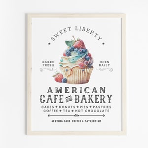 Independence Day Patriotic Printable Sign Fourth of July Kitchen Wall Art Farmhouse Style Print Dessert Red White and Blue American Decor