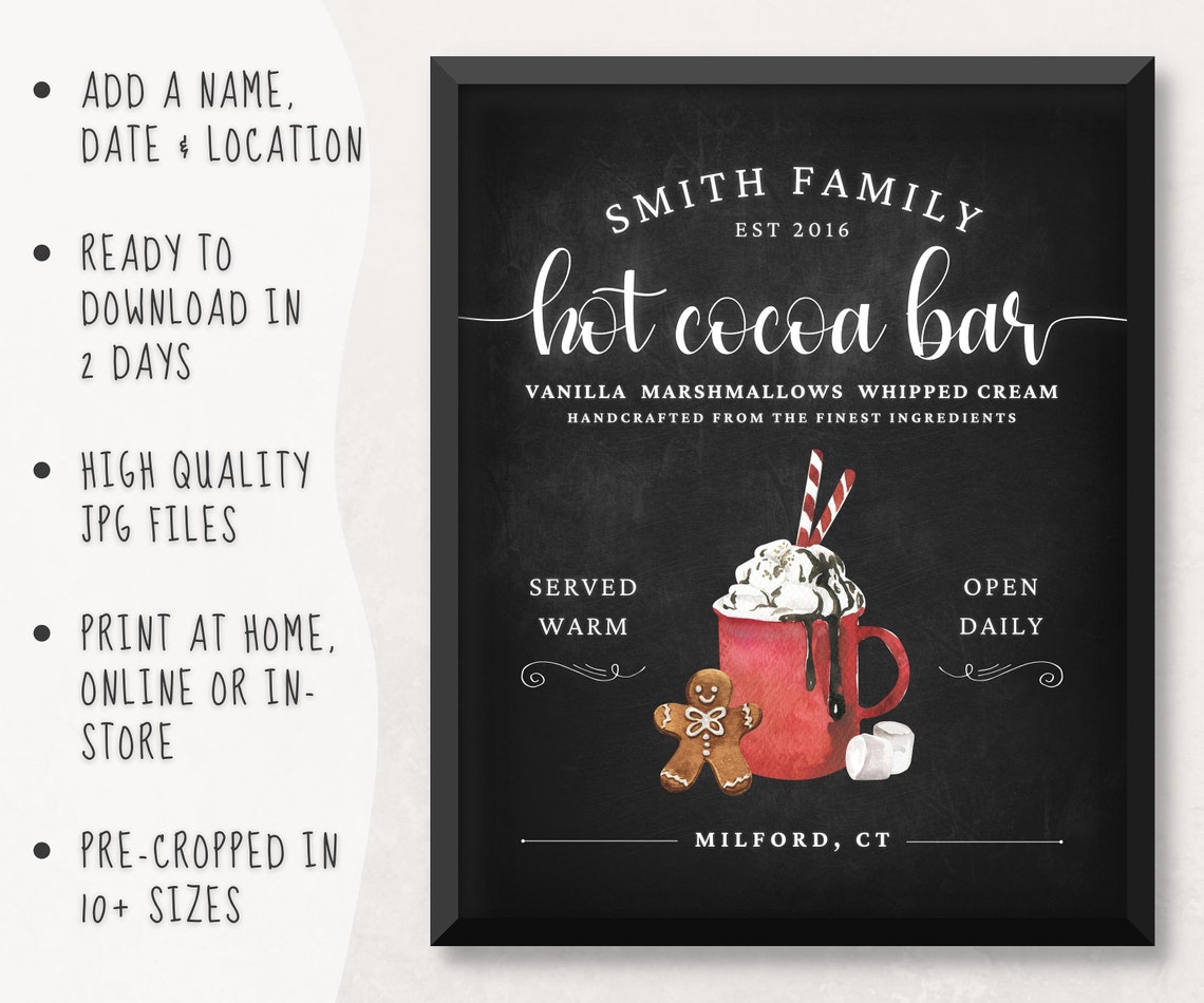 Printable Custom Hot Cocoa Bar Sign Hot Cocoa Sign Printable - Etsy