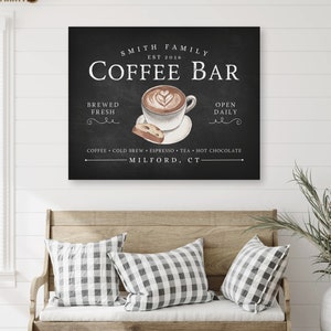 Digital Download - Personalized Chalkboard Coffee Bar Sign, Kitchen Wall Art, Home Cafe Coffee Lover Gift, Modern Farmhouse Decor Printable