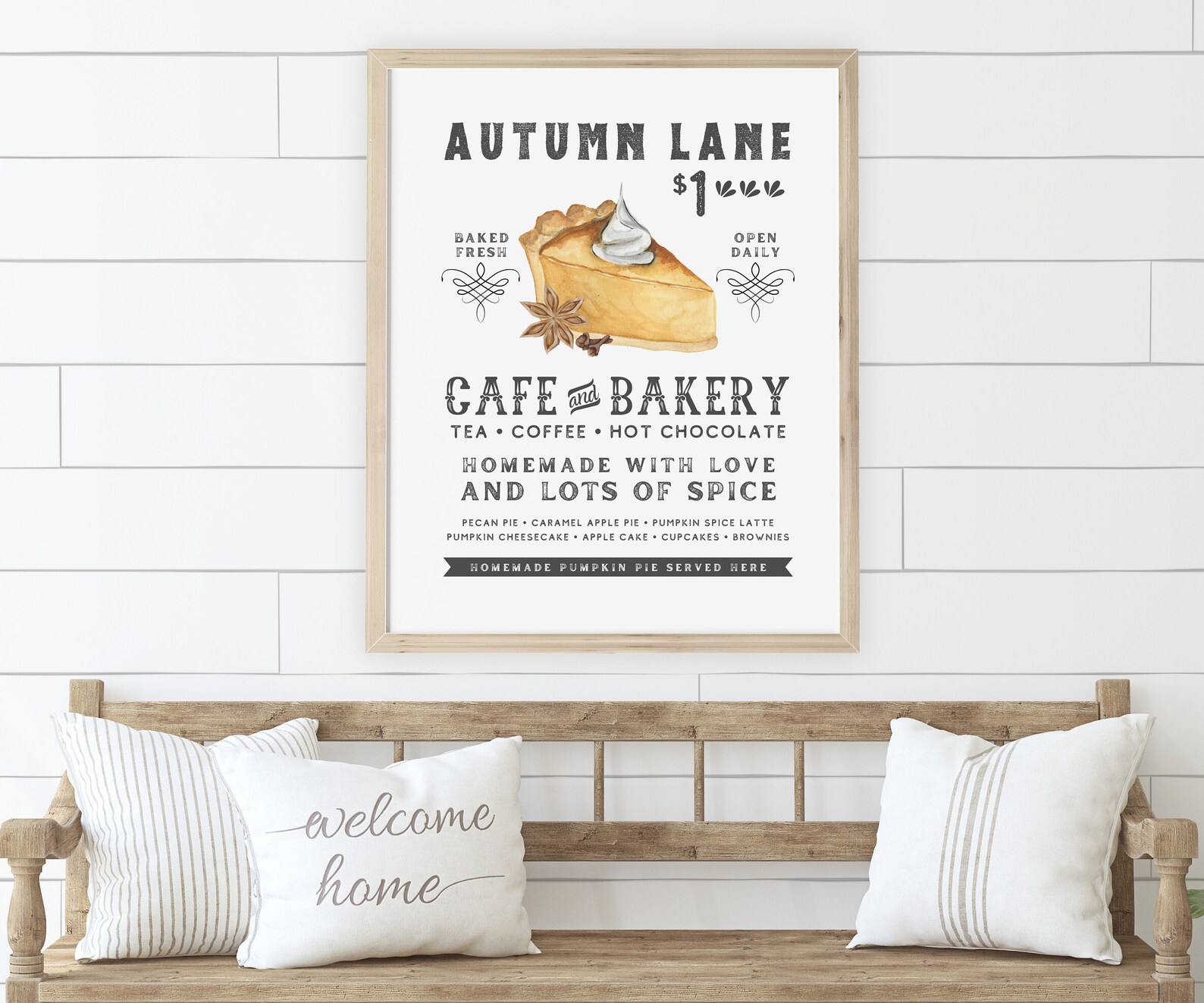 Autumn Print Digital Download Pumpkin Pie Vintage Farmhouse Kitchen ...