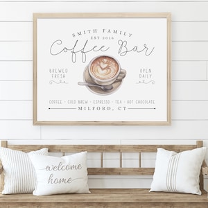 Personalized Coffee Sign for Kitchen Farmhouse Coffee Bar Decor Ideas for Coffee Lovers Gift Custom Coffee Station Print Digital Download