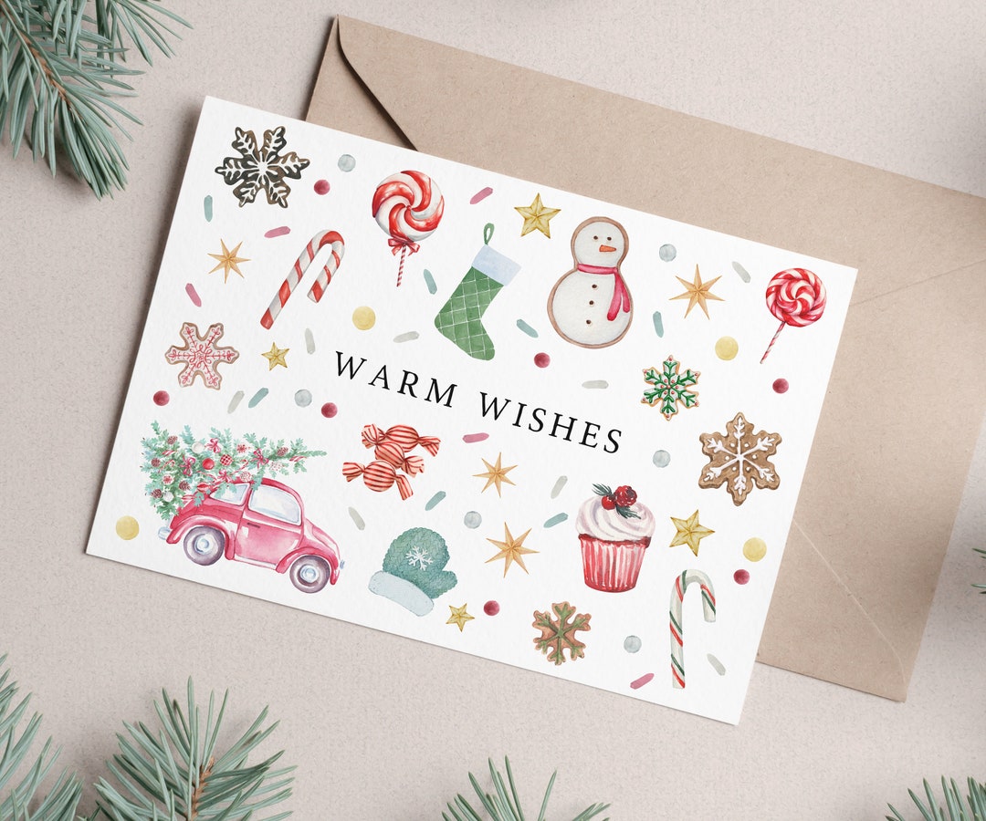 Watercolor Christmas Card Printable Template Instant Download Blank ...