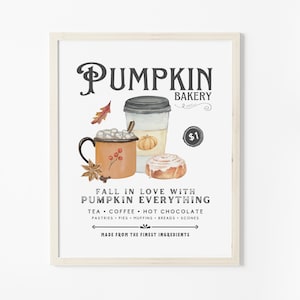 Pumpkin Spice Alles Kaffee Bar Schild Druckbar Gemütlich Herbst Thanksgiving Küche Shabby Chic Dekor Herbst Cafe Druck Digitales Bäckerei Poster