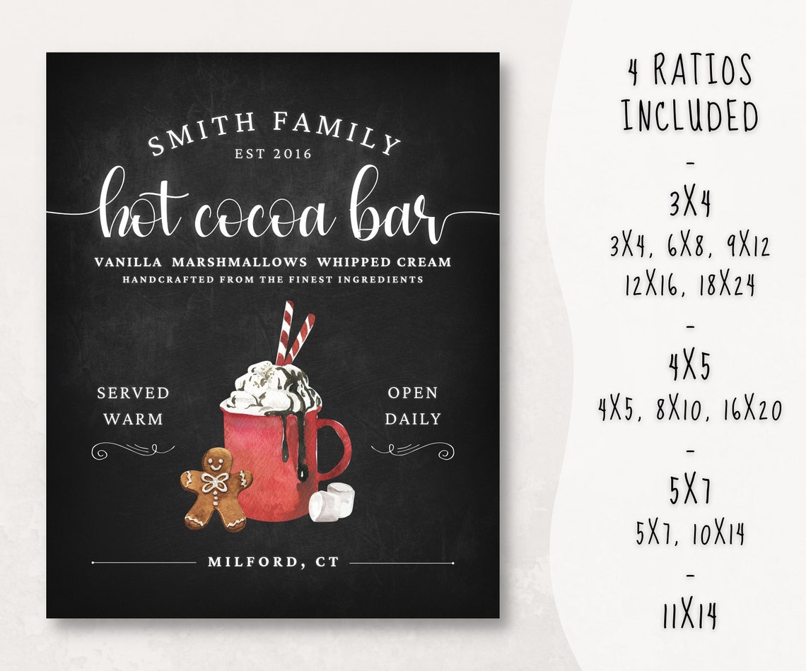 Printable Custom Hot Cocoa Bar Sign Hot Cocoa Sign Printable - Etsy