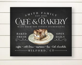 Personalized French Cafe Sign | Farmhouse Kitchen Decor Canvas Print