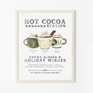 Rústico natal quente cacau barra sinal fazenda estação de café natal imprimível casa cozinha decoração festivo chique gasto chocolate quente impressão