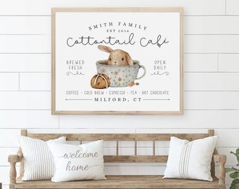 Personalized Easter Coffee Bar Canvas Print, Farmhouse Bunny Decor