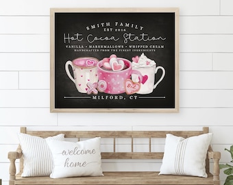 Personalized Hot Cocoa Bar Canvas Print - Farmhouse Kitchen Decor