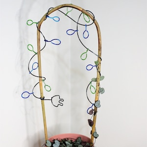 Fairy lights- Trellis. wire plant stake. Indoor plant Decor. House plant decor. Plant bling. Plant pal. Indoor plant trellis. Plant support.