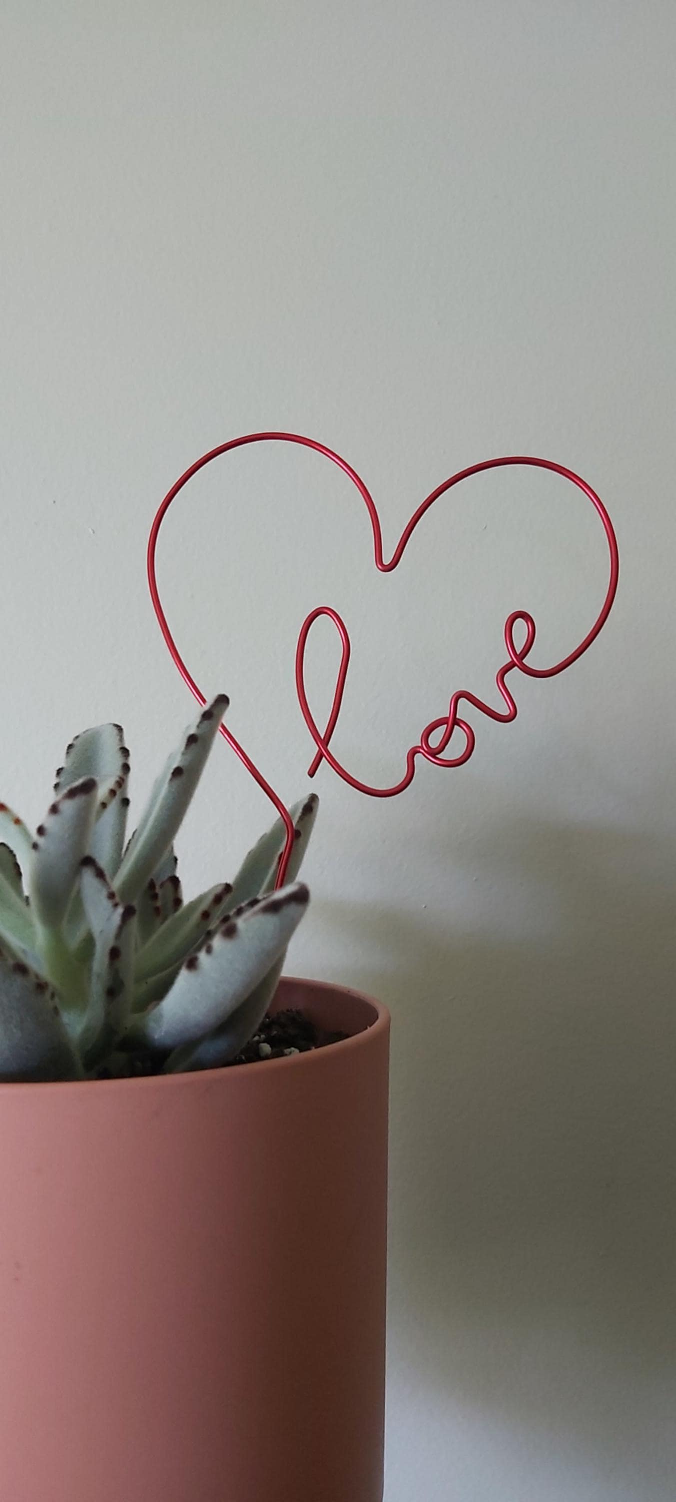 Etsy - Plantasticbydaley Silver Lots Of Love Wire Plant Stake. Indoor Decor. House Decor. Plant Bling. Pal. Trellis. Support