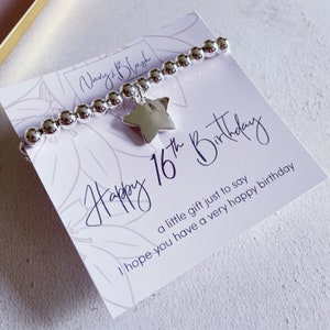 Sweet Sixteen, Cadeau de 16e anniversaire, Fille de 16 ans, Nièce, Petite-fille, Amie, Cadeau d’anniversaire pour ses 16 ans, Bracelet d’anniversaire Cadeau étoile