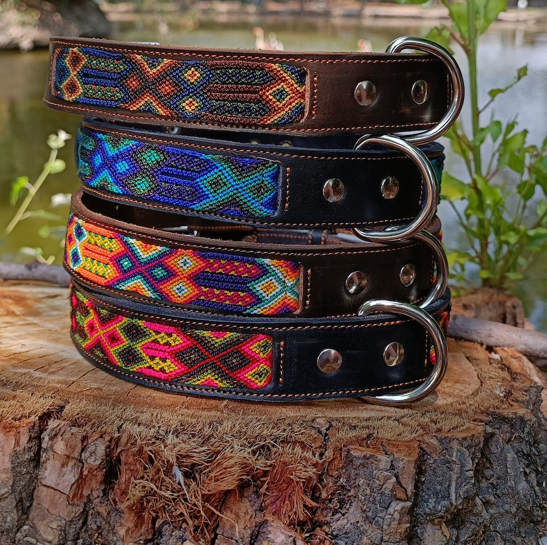 XL Dog Collar, Leather Dog Collar, Mexican Dog Collar, Dog Collar, Pet Collars Jewelry, Aztec