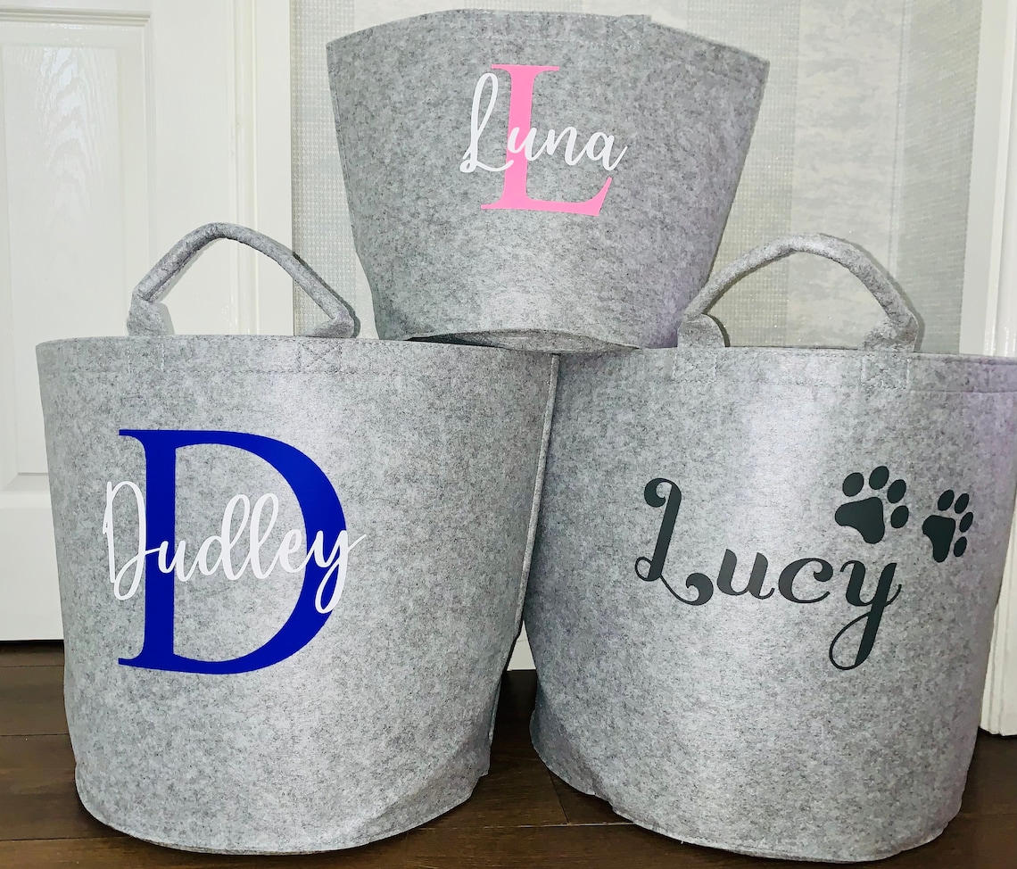 Personalised Felt Storage Bags Storage Trugs Baby Nursery Etsy UK